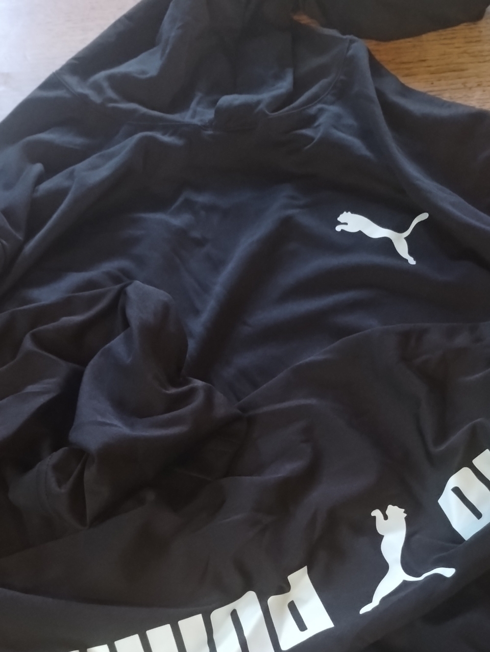 Puma Men’s Black Crewneck Sweater with Baby Blue Puma Logos
